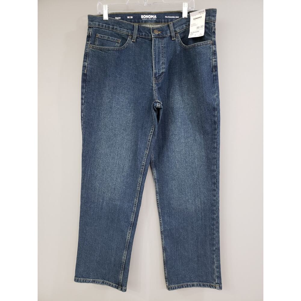 NEW Sonoma Regular Fit Straight Leg The Everyday Jean Blue Jeans Mens Size 36x30
